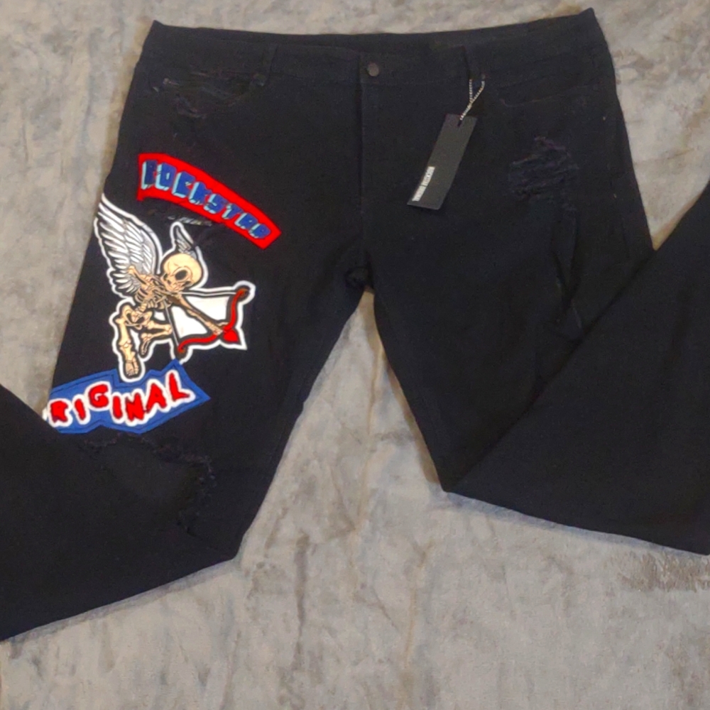 NWT rockstar jeans men's size 44 super slim fit black
